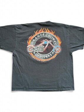 Vintage Y2K Orange County Choppers Graphic T Shirt Black Men's XXL Flames